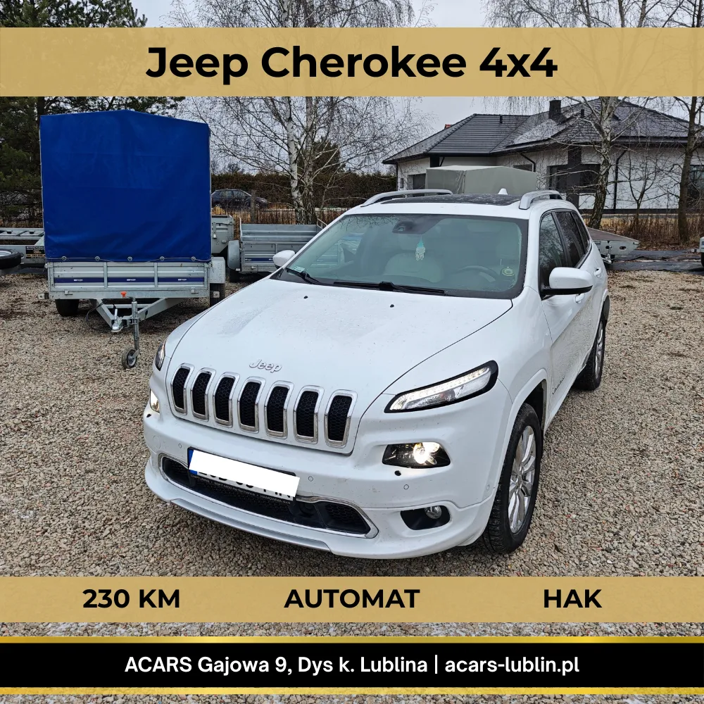 Jeep Cherokee z dachem panoramicznym i systemami asystenta kierowcy. LUBLIN